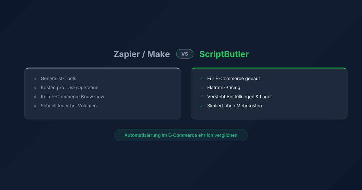 Zapier, Make oder ScriptButler? Automatisierung im E-Commerce ehrlich verglichen